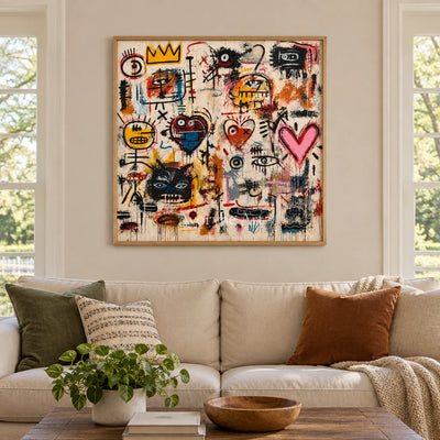 Street Chorus: Pop Colorful Graffiti Faces Wall Art — villa wood