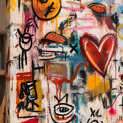 Heart Signal: Pop Colorful Love Graffiti Wall Art — detail easel