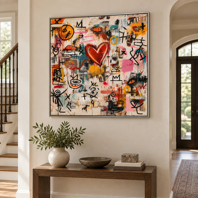 Heart Signal: Pop Colorful Love Graffiti Wall Art — entry silver