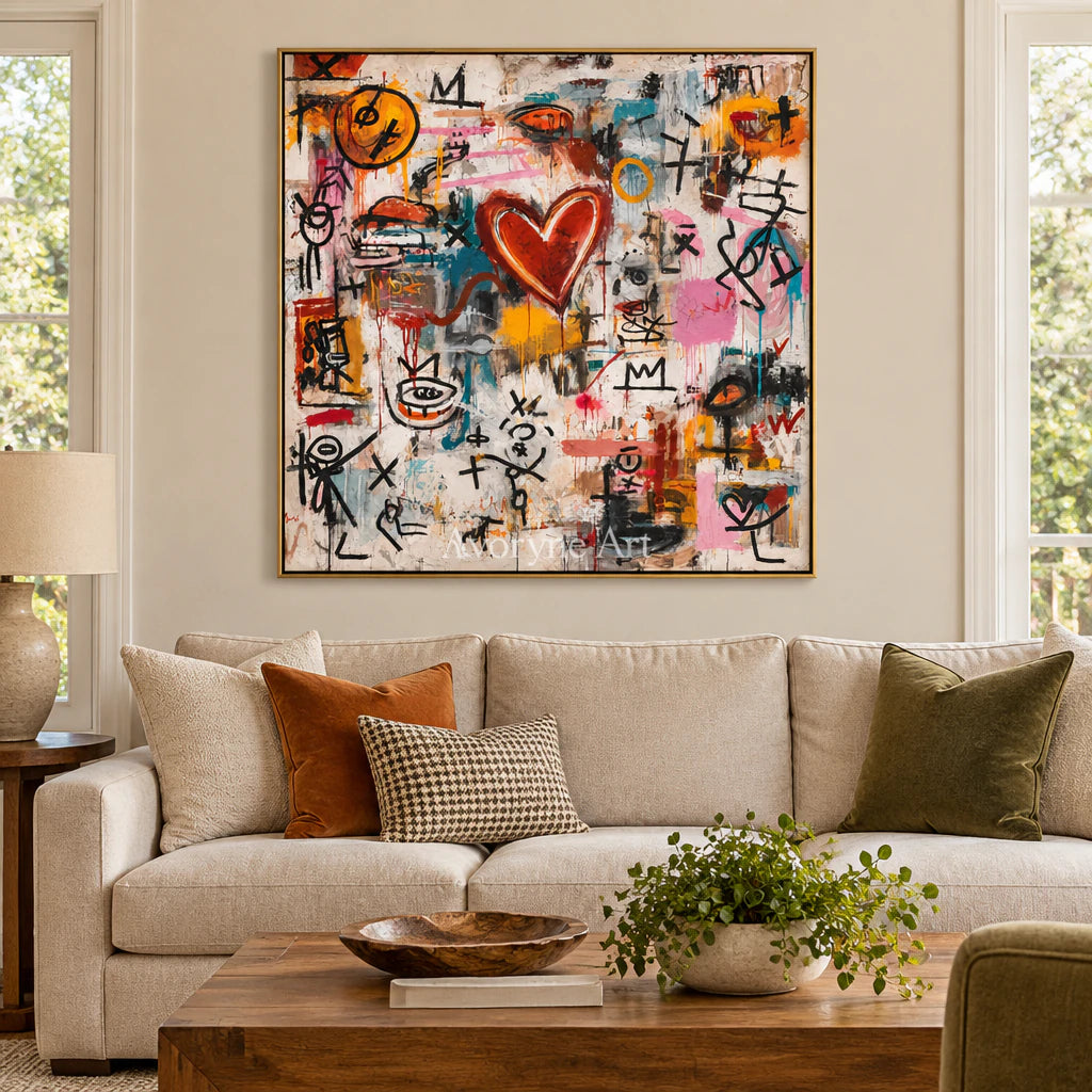 Heart Signal: Pop Colorful Love Graffiti Wall Art — living gold