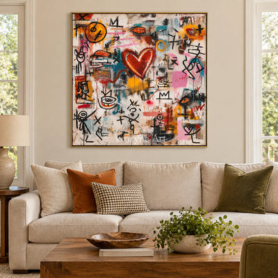 Heart Signal: Pop Colorful Love Graffiti Wall Art — living gold