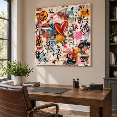 Heart Signal: Pop Colorful Love Graffiti Wall Art — office frameless