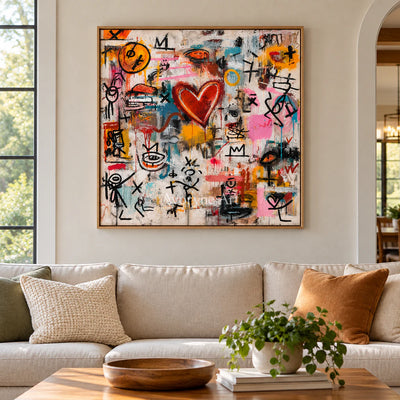 Heart Signal: Pop Colorful Love Graffiti Wall Art — villa wood