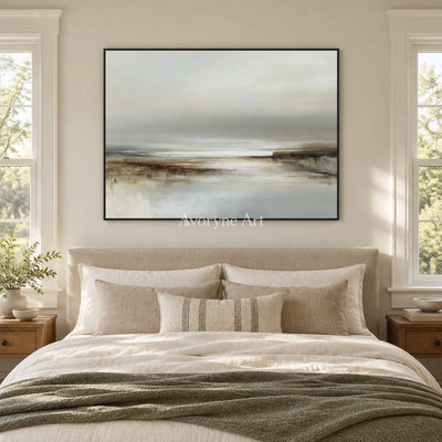 Ivory Distant Solace: Quiet Shore Art — bedroom black