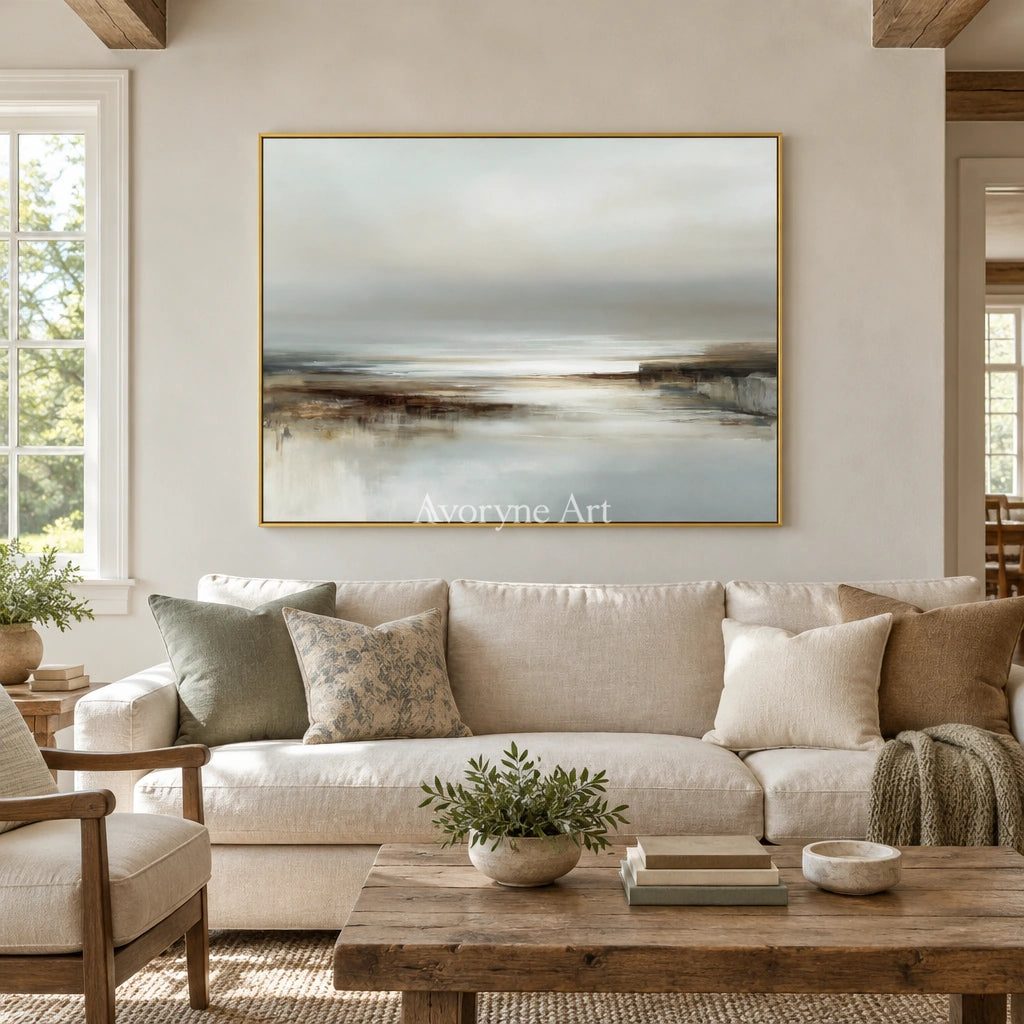 Ivory Distant Solace: Quiet Shore Art — living gold