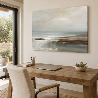 Ivory Distant Sonata: Quiet Shore Art — office frameless