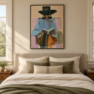 Ivory Quiet Gesture: Reading Figure Art — bedroom black