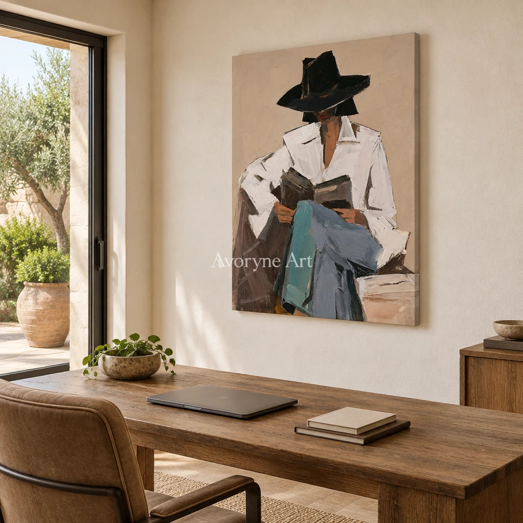 Ivory Quiet Sonata: Reading Figure Art — office frameless