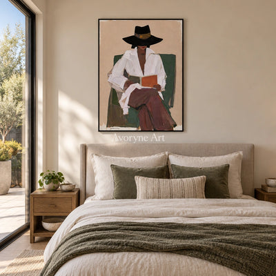 Ivory Quiet Meadow: Reading Figure Art — bedroom black