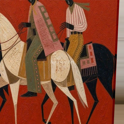 Red Trail Company: Red Horse Riders Horizontal Wall Art — detail easel