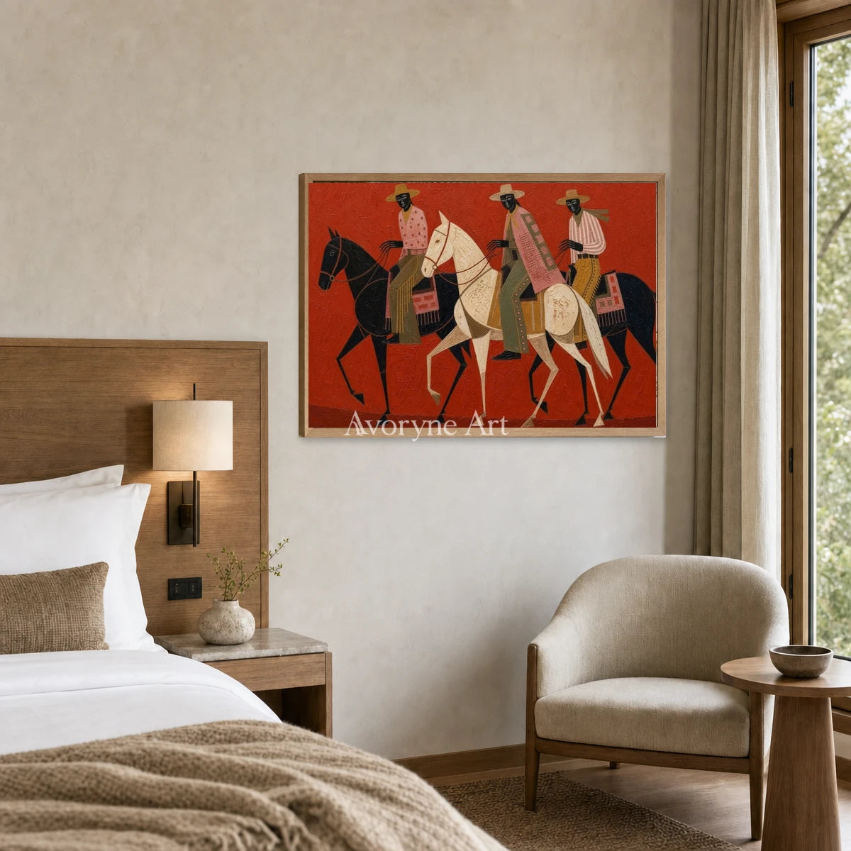 Red Trail Company: Red Horse Riders Horizontal Wall Art — hotel wood