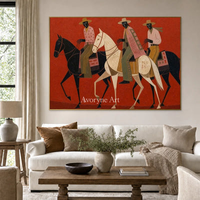 Red Trail Company: Red Horse Riders Horizontal Wall Art — living gold