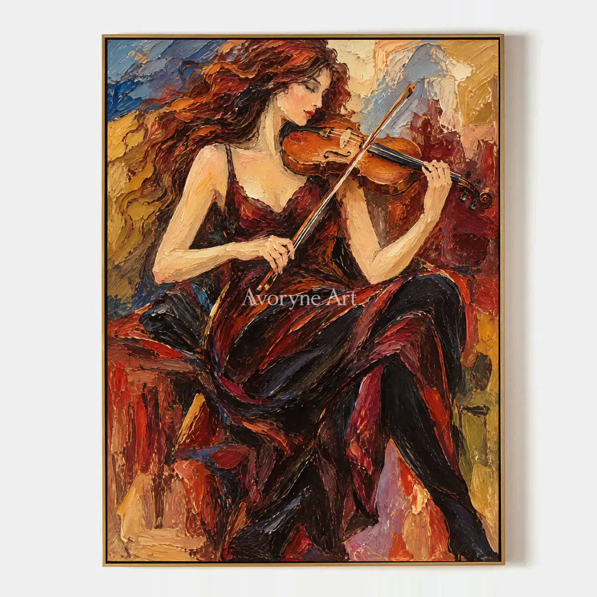 Ember Sonata: Red Violinist Portrait Wall Art — primary