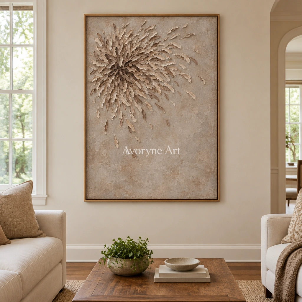 Quiet Mosaic relief mosaic wall art with a wood frame in a villa living space