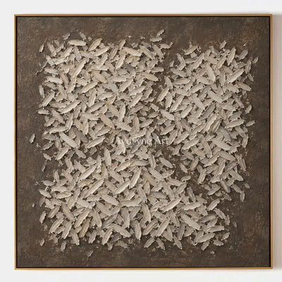 Amber Interval, hand-painted relief mosaic wall art by Lin Qiao