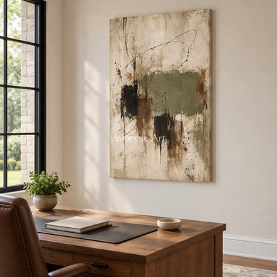 Aster Solace: Sage Abstract Art — office frameless