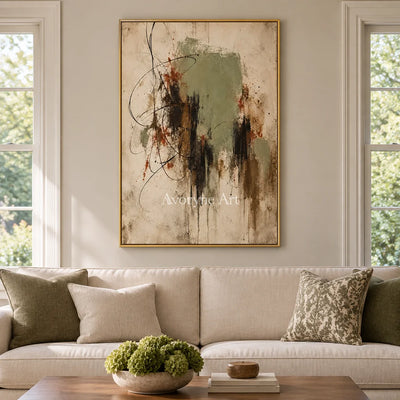 Aster Drift: Sage Abstract Art — living gold