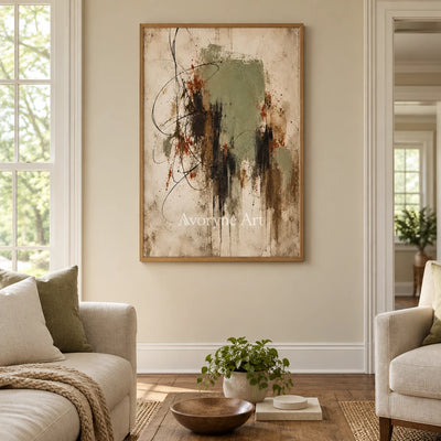Aster Drift: Sage Abstract Art — villa wood