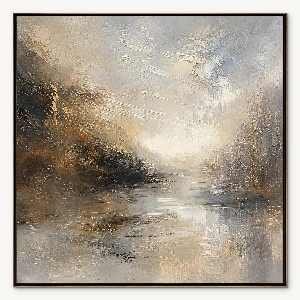 Silver Horizon: Abstract Landscape Wall Art - main