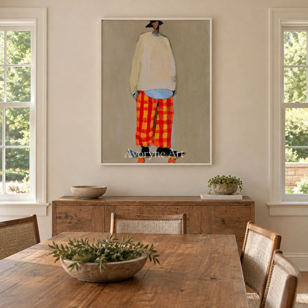 Ivory Amber Verse: Skateboard Figure Art — dining white