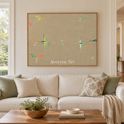 Still Interval small figure landscape wall art with a wood frame in a villa living space