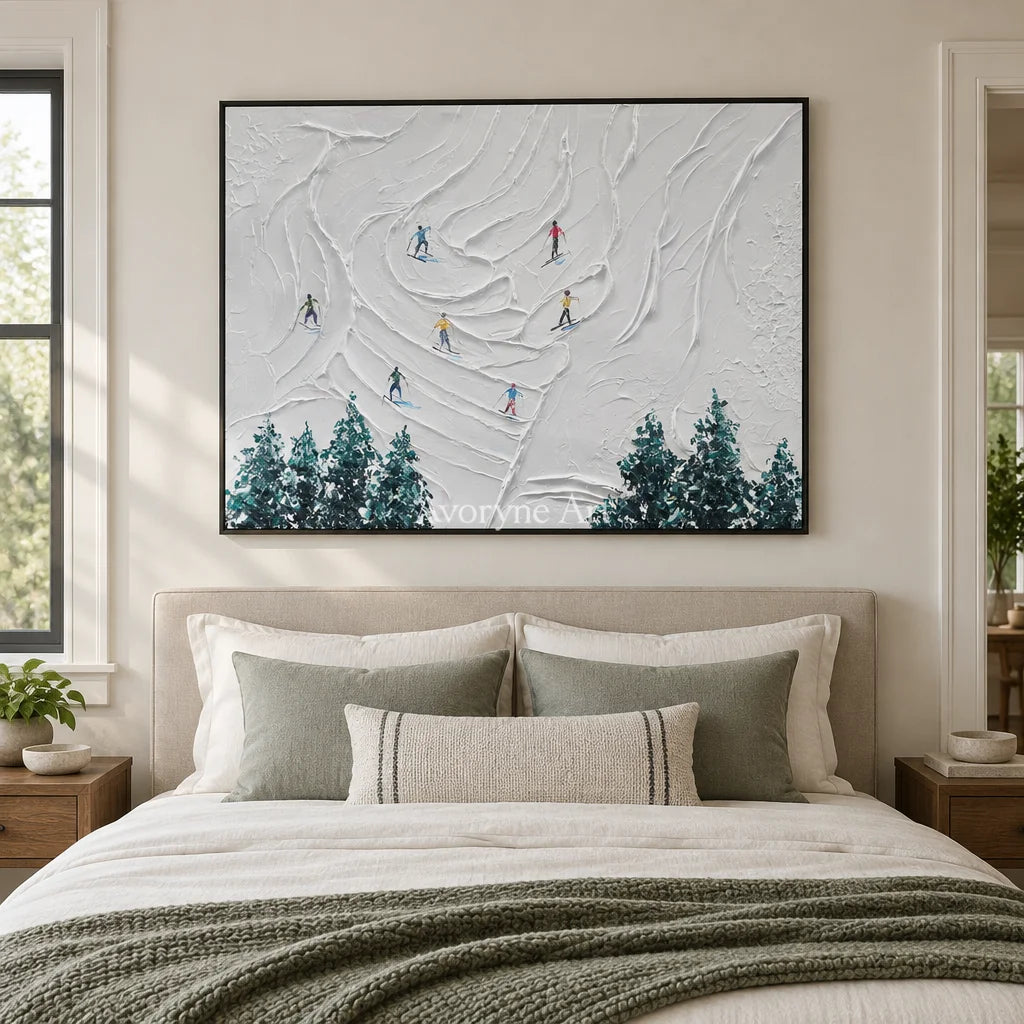 Aster Crest: Snow Day Texture Art — bedroom black