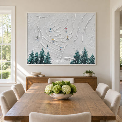 Aster Crest: Snow Day Texture Art — dining white