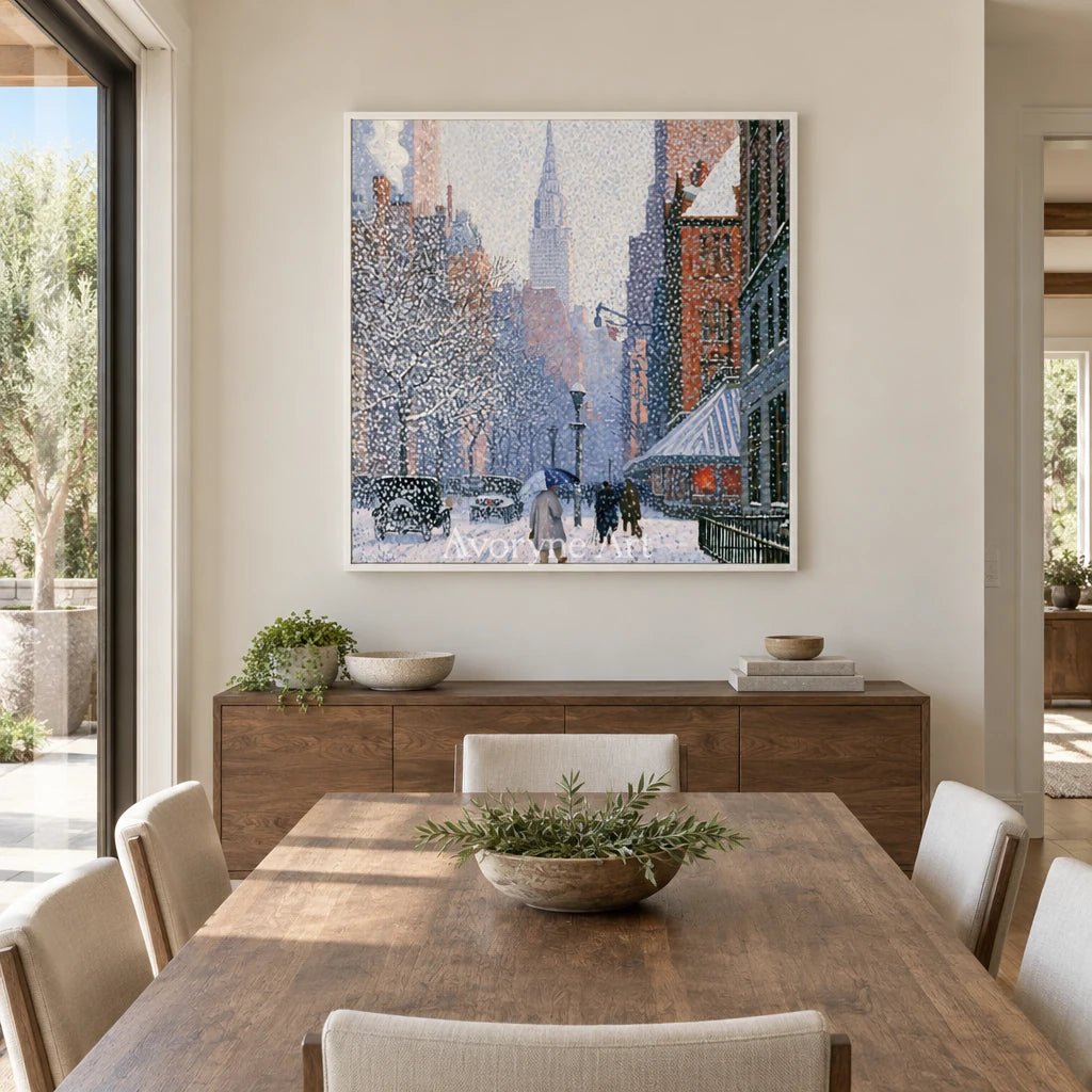 Ivory Lucent Verse: Snowy City Art — dining white