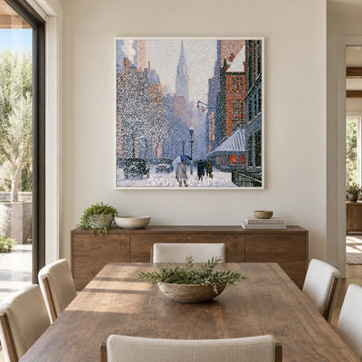 Ivory Lucent Verse: Snowy City Art — dining white