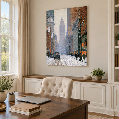 Ivory Lucent Current: Snowy City Art — office frameless