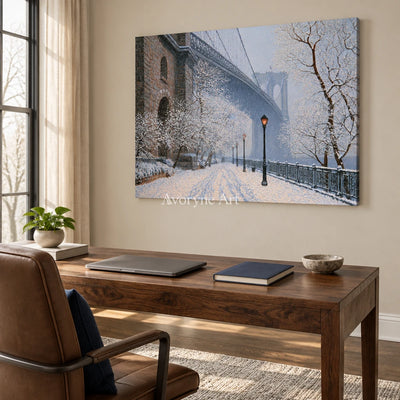 Ivory Lucent Gesture: Snowy City Art — office frameless