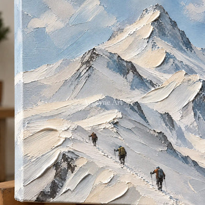 Summit Traces: Snowy Mountain Landscape Wall Art — detail easel
