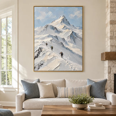 Summit Traces: Snowy Mountain Landscape Wall Art — living gold