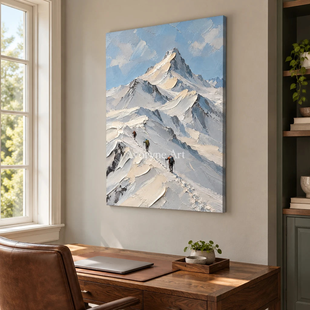 Summit Traces: Snowy Mountain Landscape Wall Art — office frameless