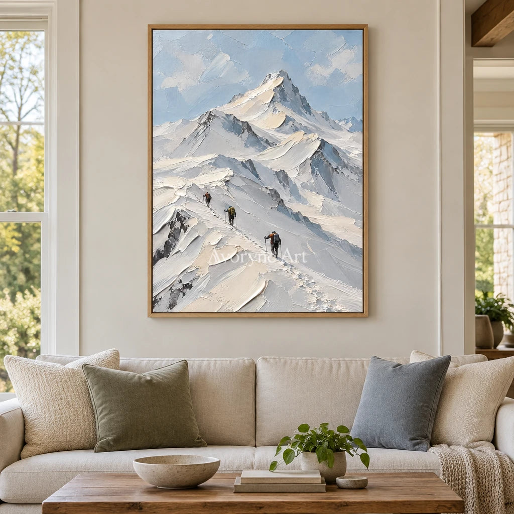 Summit Traces: Snowy Mountain Landscape Wall Art — villa wood