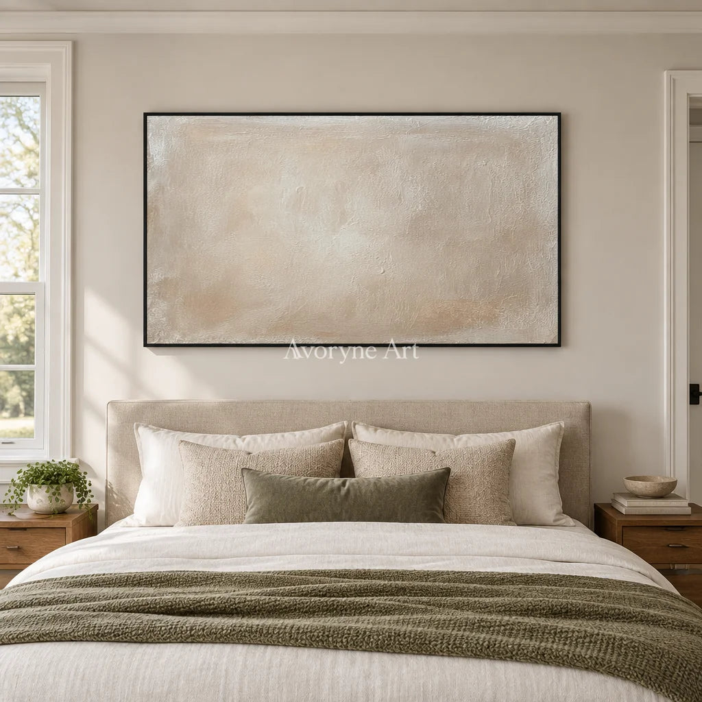 Aster Heart: Soft Beige Abstract — bedroom black