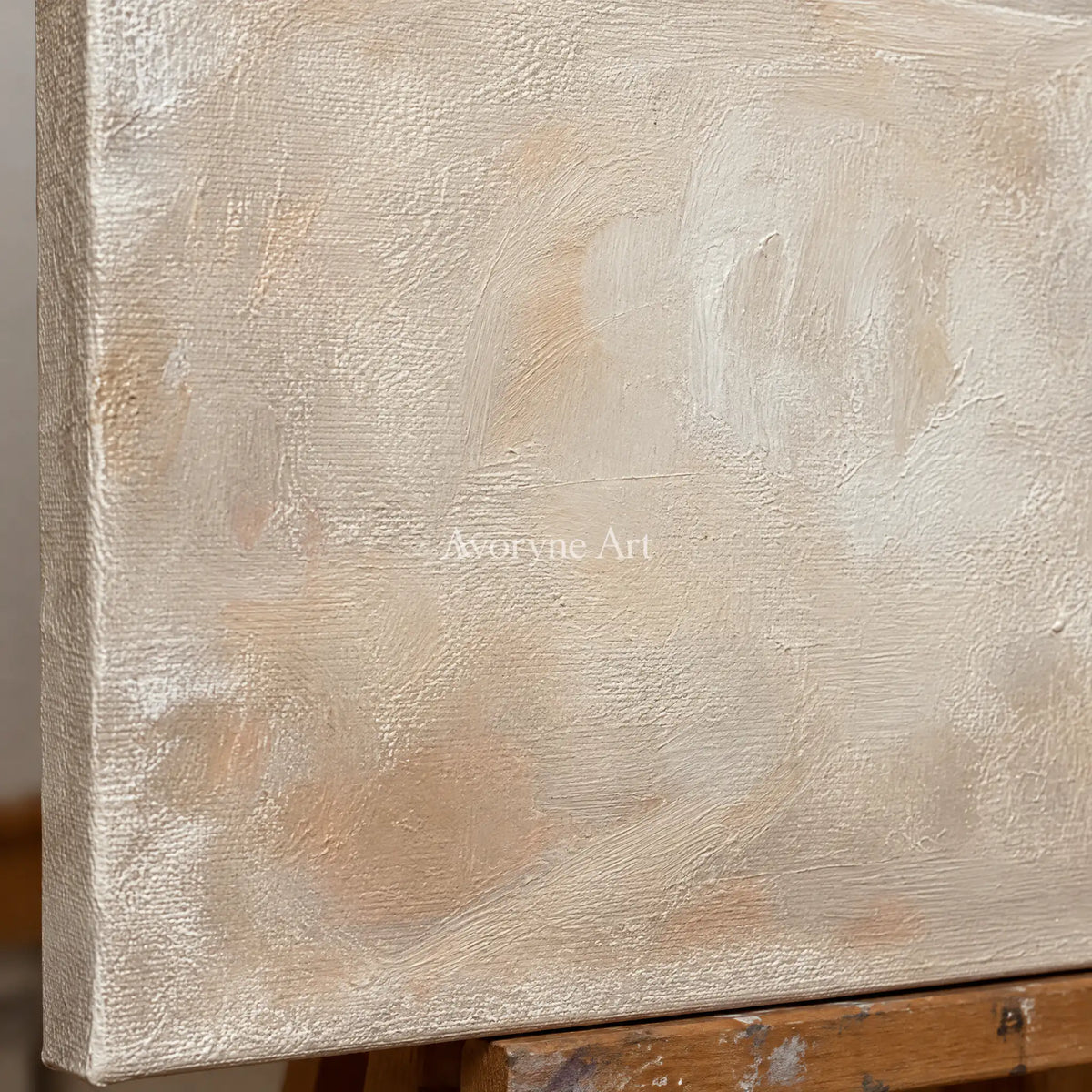 Aster Heart: Soft Beige Abstract — detail easel