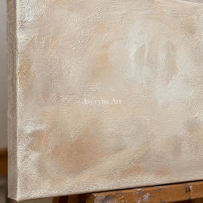 Aster Heart: Soft Beige Abstract — detail easel