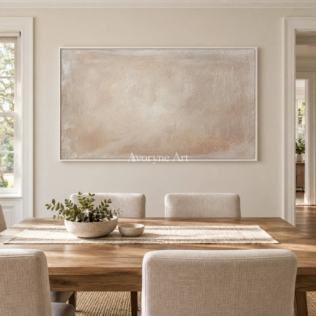 Aster Heart: Soft Beige Abstract — dining white
