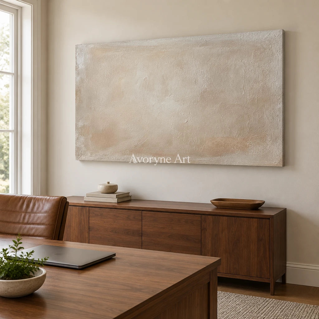 Aster Heart: Soft Beige Abstract — office frameless