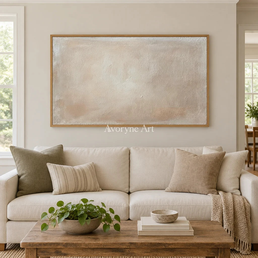 Aster Heart: Soft Beige Abstract — villa wood