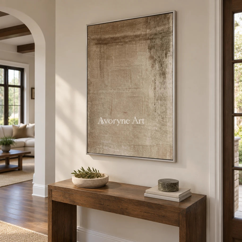Aster Dawn: Soft Beige Abstract — entry silver