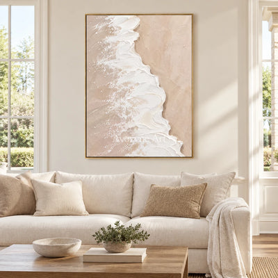 Blush Tide: Soft Coastal Impasto Wall Art — living gold