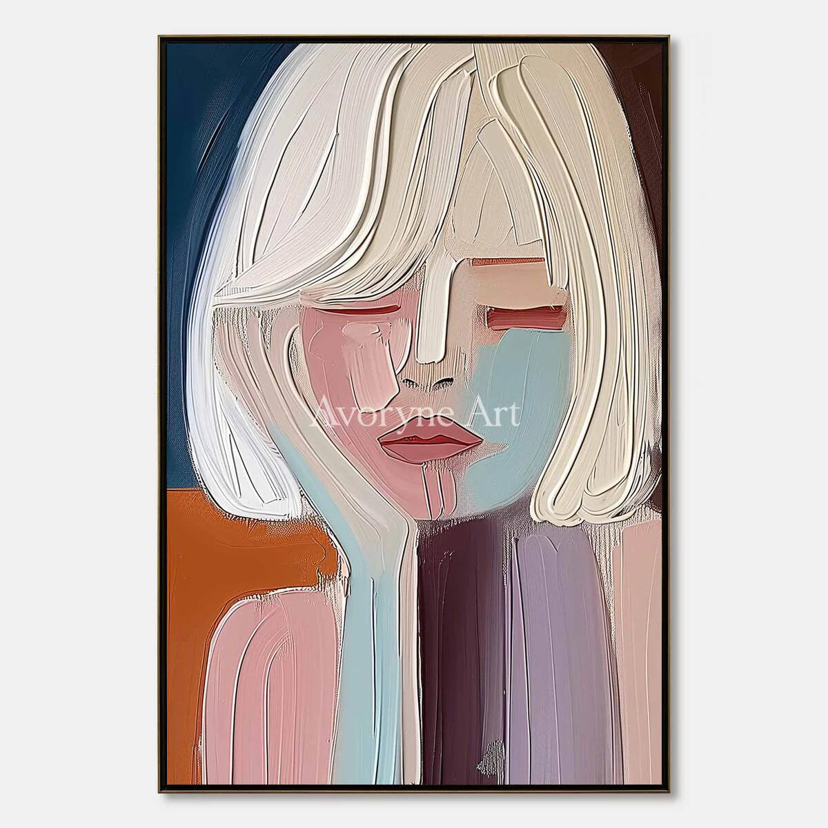 Blushed Reverie: Soft Expressionist Portrait Wall Art - main