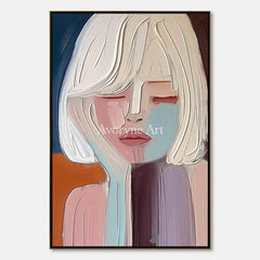 Blushed Reverie: Soft Expressionist Portrait Wall Art - main
