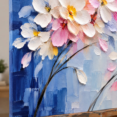 Meadow Hush: Soft Floral Landscape Wall Art — detail easel