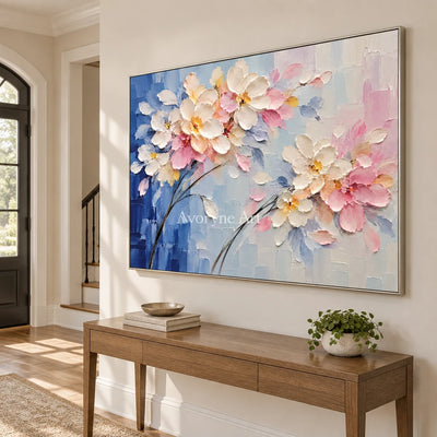 Meadow Hush: Soft Floral Landscape Wall Art — entry silver