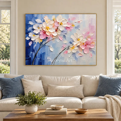 Meadow Hush: Soft Floral Landscape Wall Art — living gold