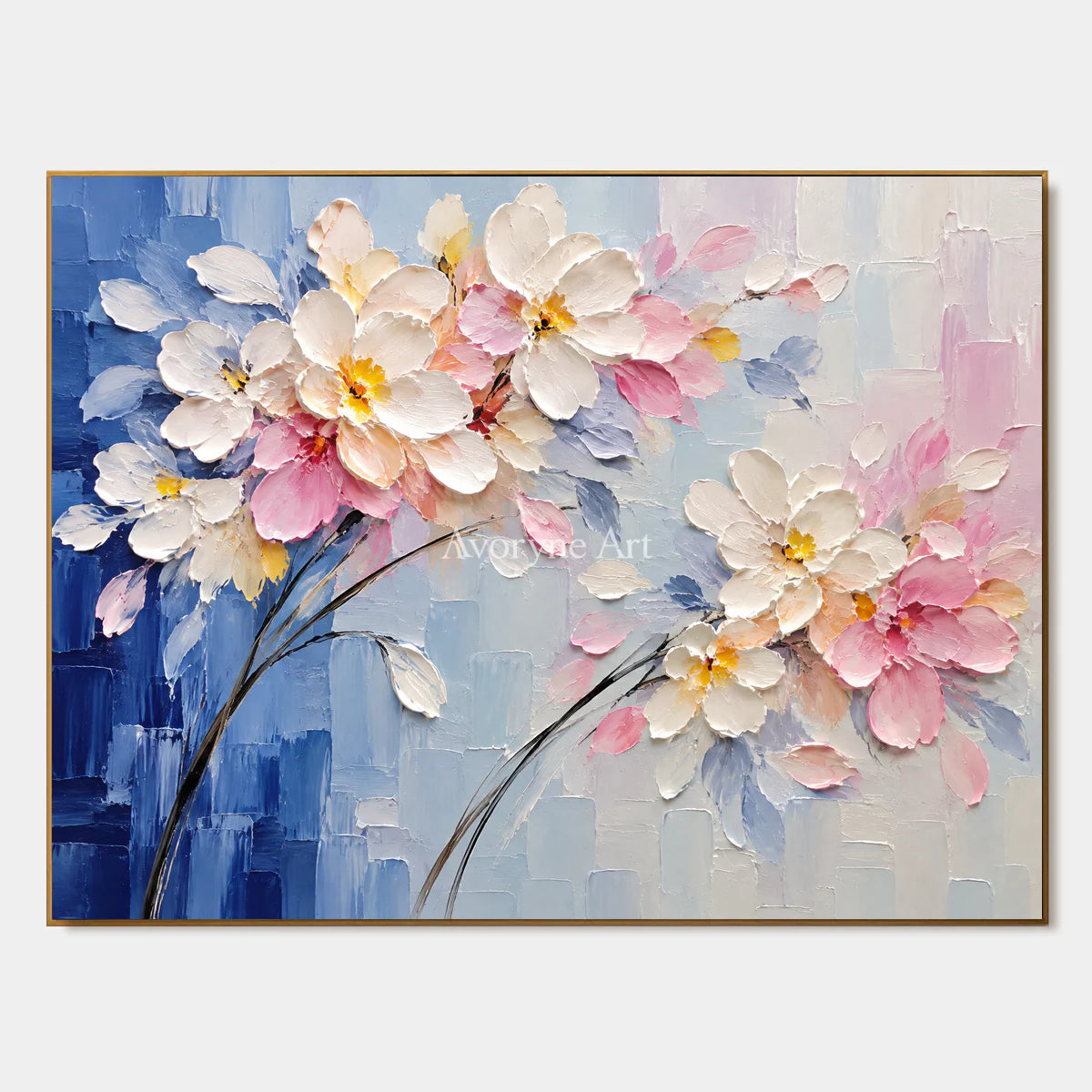 Meadow Hush: Soft Floral Landscape Wall Art — primary