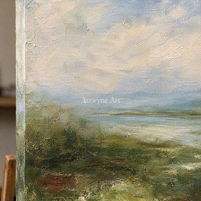 Ivory Gentle Rhythm: Soft Meadow Landscape — detail easel